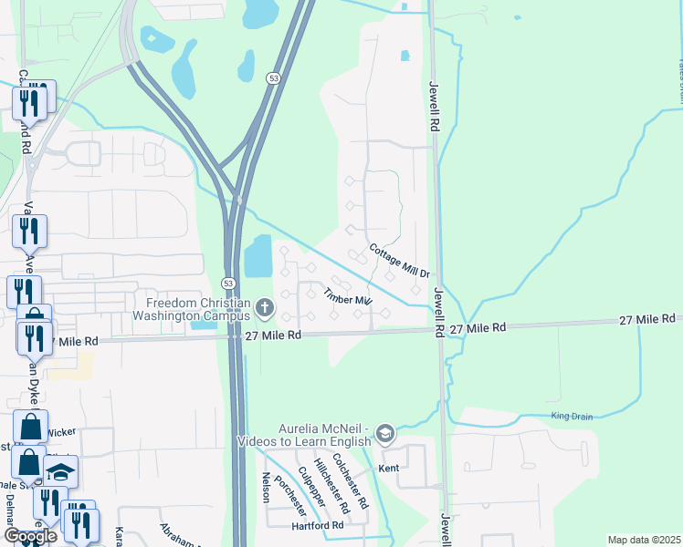 map of restaurants, bars, coffee shops, grocery stores, and more near 59333 Royal Oak Court in Washington