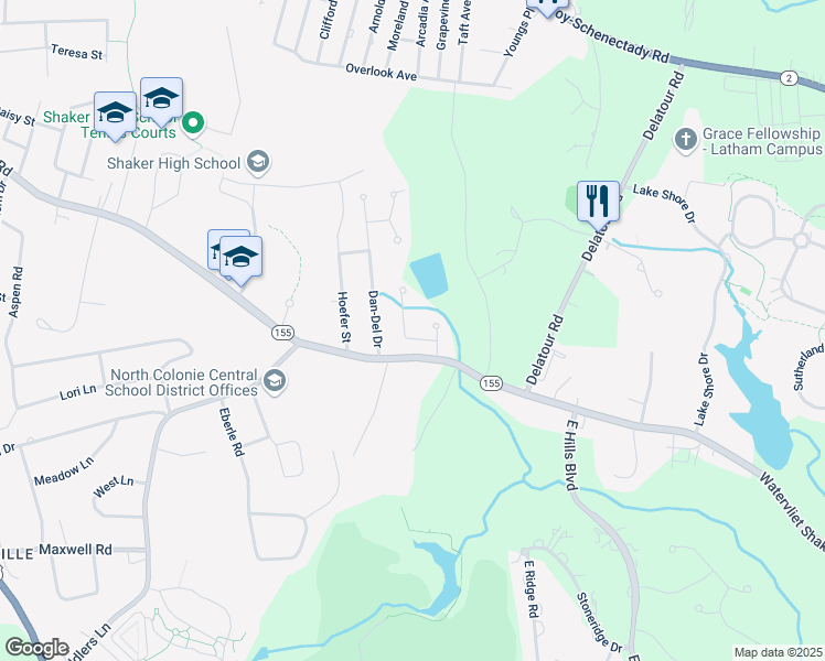map of restaurants, bars, coffee shops, grocery stores, and more near 3 Gloria Drive in Latham