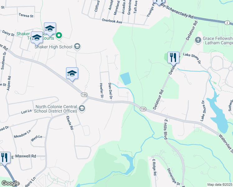 map of restaurants, bars, coffee shops, grocery stores, and more near 3 Gloria Drive in Latham