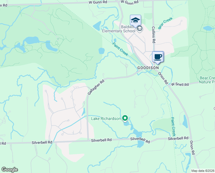 map of restaurants, bars, coffee shops, grocery stores, and more near 4705 Gallagher Road in Rochester