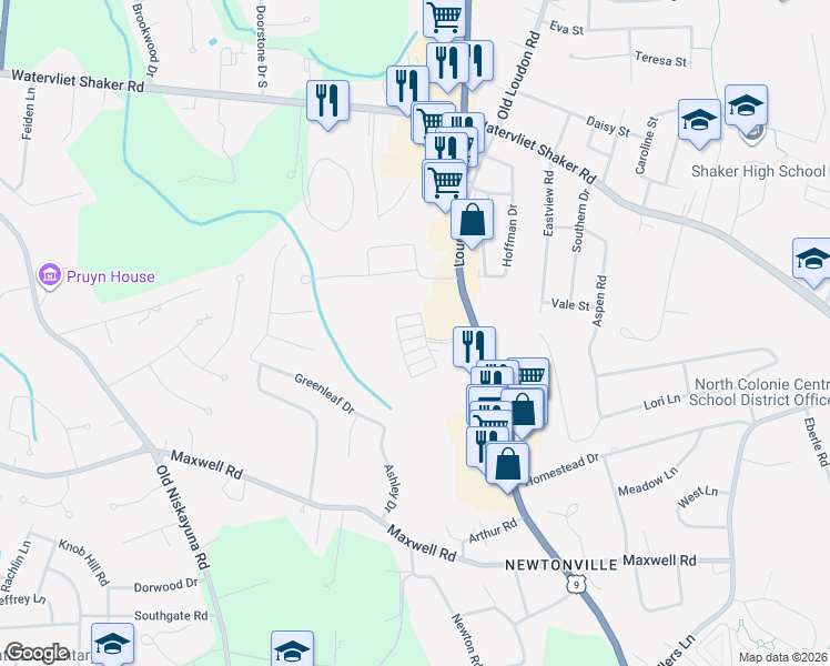 map of restaurants, bars, coffee shops, grocery stores, and more near 5 Sudbury Square in Newtonville