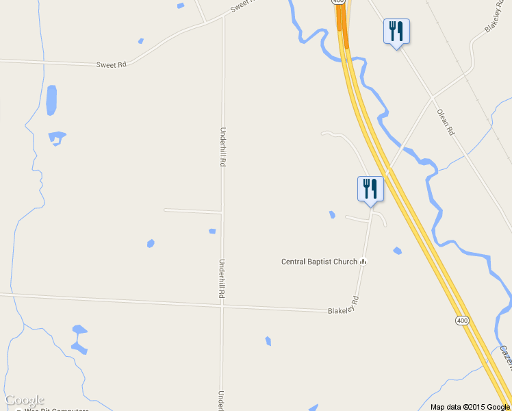 map of restaurants, bars, coffee shops, grocery stores, and more near 1114 Underhill Road in East Aurora