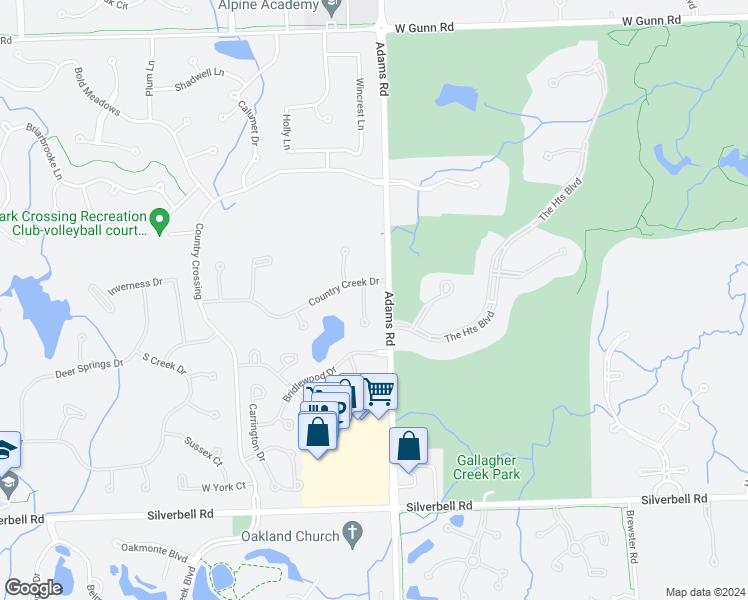 map of restaurants, bars, coffee shops, grocery stores, and more near 4585 Chatford Court in Oakland charter Township