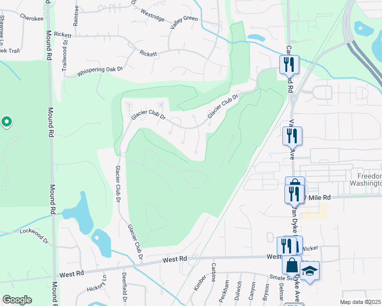 map of restaurants, bars, coffee shops, grocery stores, and more near 59627 Glacier Ridge South in Washington