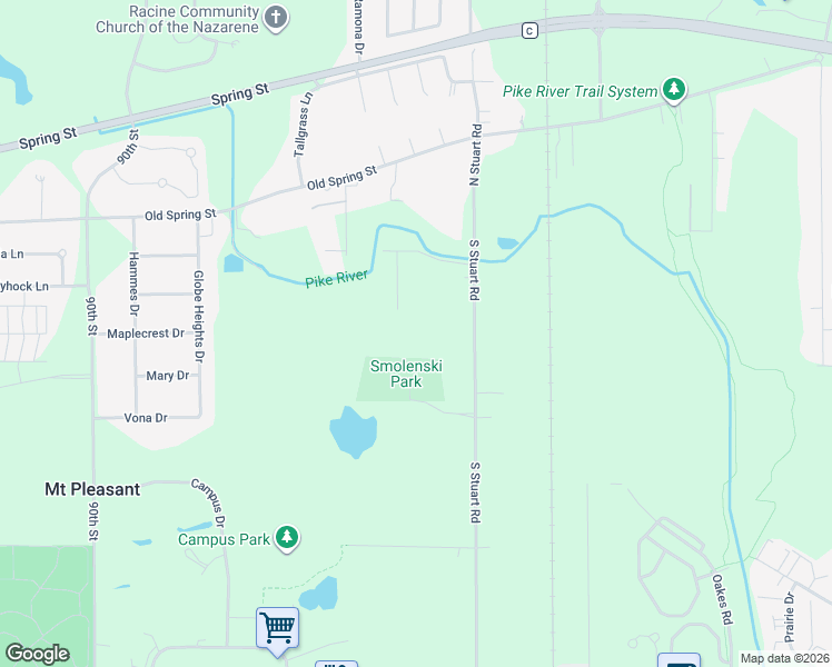 map of restaurants, bars, coffee shops, grocery stores, and more near 306 South Stuart Road in Mount Pleasant
