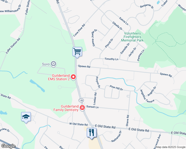 map of restaurants, bars, coffee shops, grocery stores, and more near 613 Via Ponderosa in Schenectady