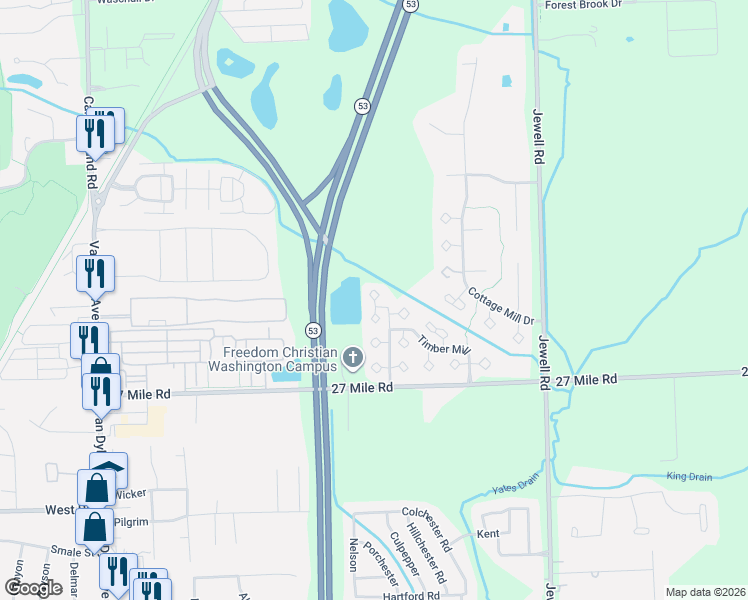 map of restaurants, bars, coffee shops, grocery stores, and more near 59498 Holly Court in Washington