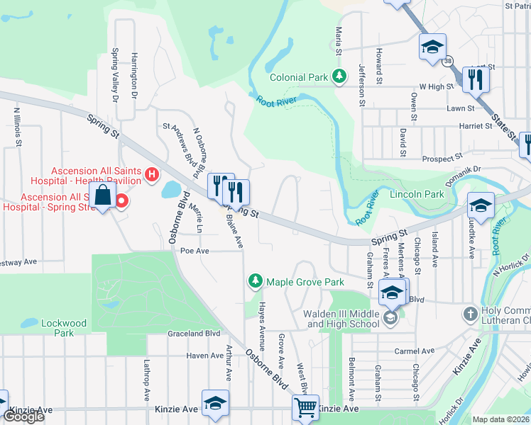 map of restaurants, bars, coffee shops, grocery stores, and more near 1126 Colonial Drive West in Mount Pleasant
