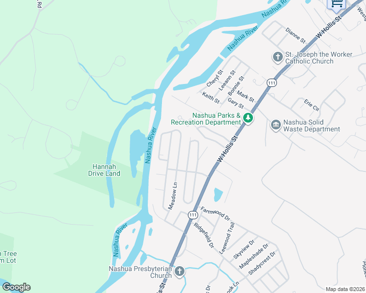 map of restaurants, bars, coffee shops, grocery stores, and more near 16 Birch Ridge Trail in Nashua
