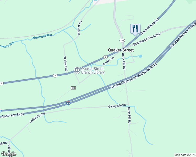 map of restaurants, bars, coffee shops, grocery stores, and more near 383 Quaker Ln in Delanson