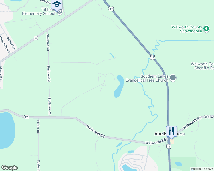 map of restaurants, bars, coffee shops, grocery stores, and more near W5244 County Road ES in Elkhorn