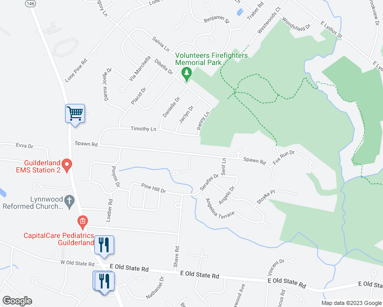map of restaurants, bars, coffee shops, grocery stores, and more near 3113 Spawn Road in Schenectady