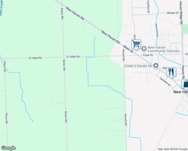 map of restaurants, bars, coffee shops, grocery stores, and more near 58651 Rosell Road in New Haven
