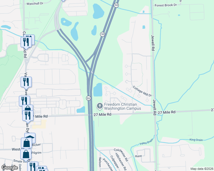 map of restaurants, bars, coffee shops, grocery stores, and more near 59498 Holly Court in Washington