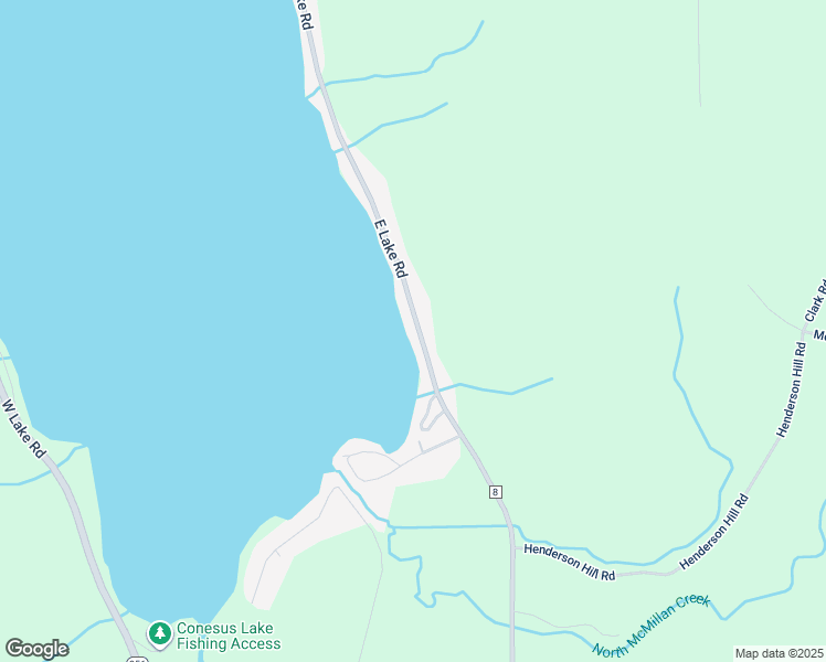 map of restaurants, bars, coffee shops, grocery stores, and more near 5980 East Lake Road in Conesus