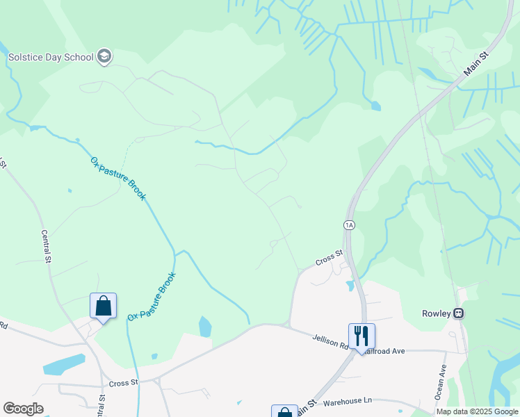 map of restaurants, bars, coffee shops, grocery stores, and more near 58 Kittery Avenue in Rowley
