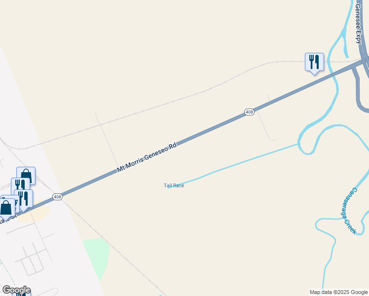 map of restaurants, bars, coffee shops, grocery stores, and more near 3142 Mount Morris Geneseo Road in Mount Morris
