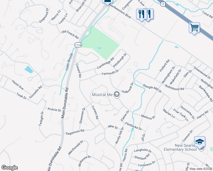 map of restaurants, bars, coffee shops, grocery stores, and more near 37 Burgundy Drive in Nashua
