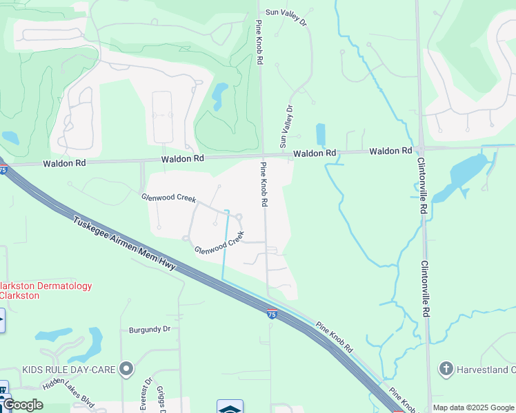 map of restaurants, bars, coffee shops, grocery stores, and more near 6345 Pine Knob Road in Village of Clarkston