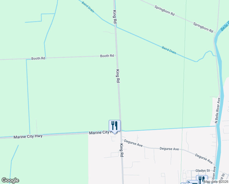map of restaurants, bars, coffee shops, grocery stores, and more near 5882 King Road in China Township