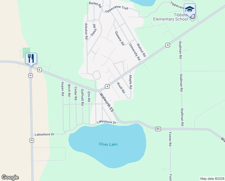 map of restaurants, bars, coffee shops, grocery stores, and more near N6637 Juniper Road in Elkhorn