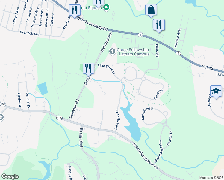 map of restaurants, bars, coffee shops, grocery stores, and more near 8 Carondelet Drive in Watervliet