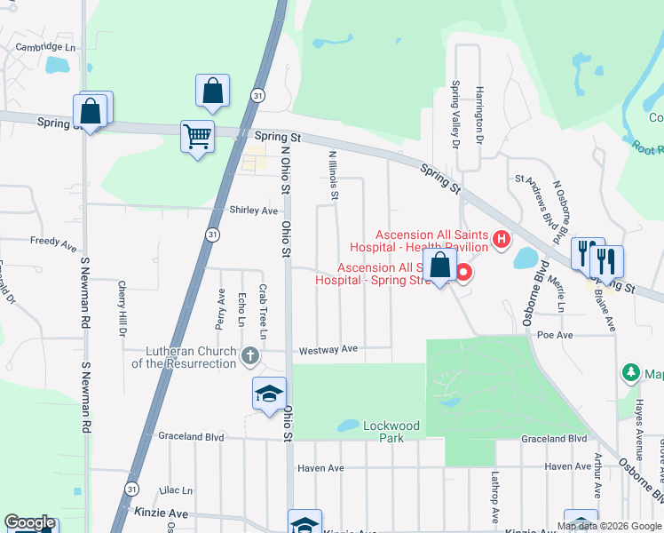 map of restaurants, bars, coffee shops, grocery stores, and more near 68 Illinois St in Racine