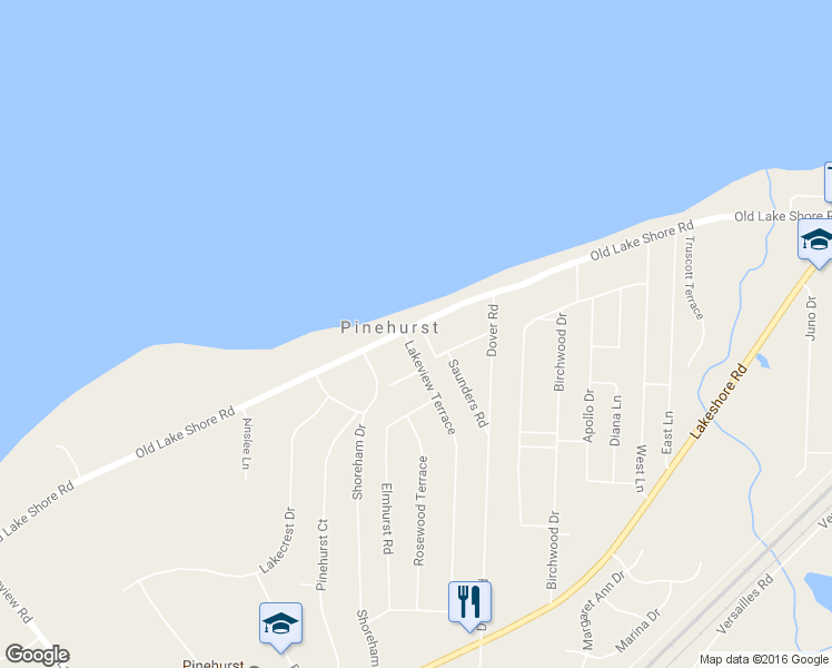 map of restaurants, bars, coffee shops, grocery stores, and more near 5697 Lakeview Terrace in Lake View