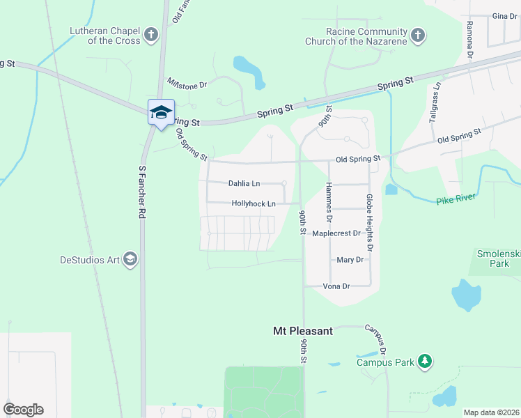 map of restaurants, bars, coffee shops, grocery stores, and more near 201 Veranda Lane in Racine