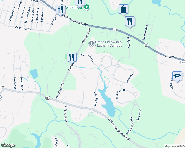 map of restaurants, bars, coffee shops, grocery stores, and more near 8 Carondelet Drive in Watervliet