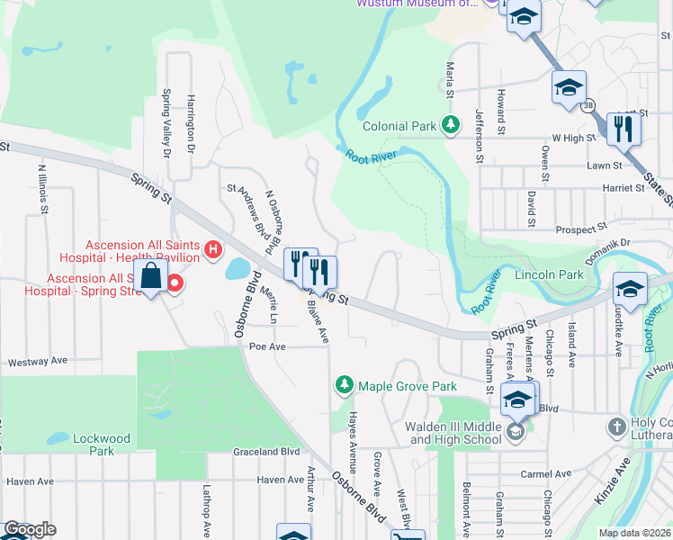 map of restaurants, bars, coffee shops, grocery stores, and more near 1137 Valley View Drive in Mount Pleasant