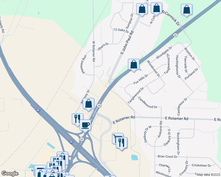 map of restaurants, bars, coffee shops, grocery stores, and more near 4332 Milton Avenue in Janesville