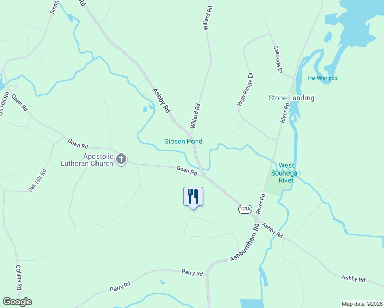 map of restaurants, bars, coffee shops, grocery stores, and more near 395 Ashby Road in New Ipswich