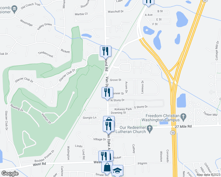 map of restaurants, bars, coffee shops, grocery stores, and more near 8307 Pioneer Street in Washington