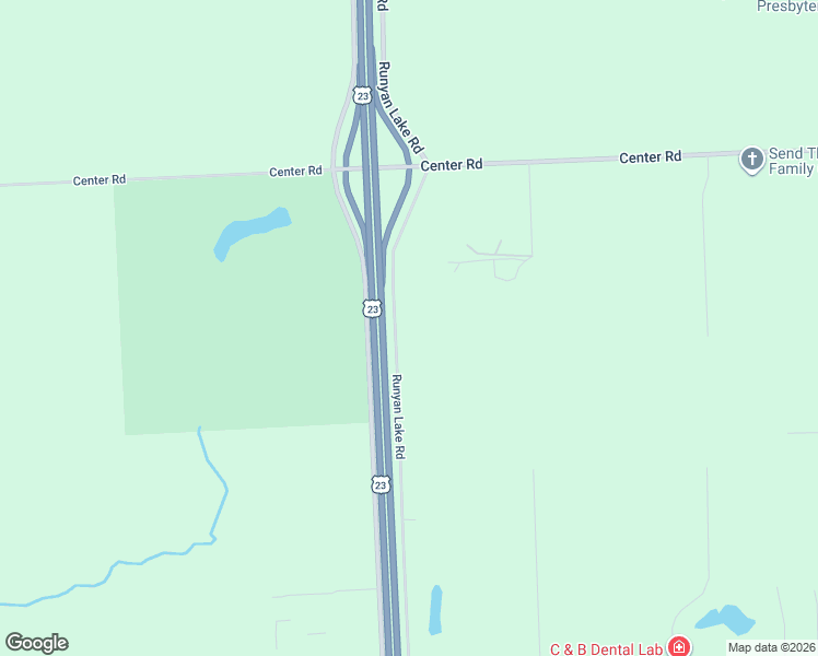 map of restaurants, bars, coffee shops, grocery stores, and more near Runyan Road in Fenton