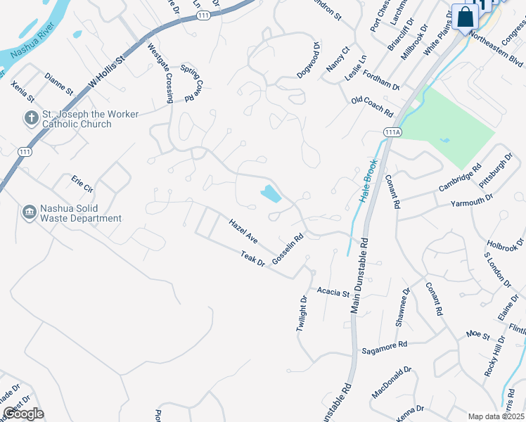 map of restaurants, bars, coffee shops, grocery stores, and more near 41 Westgate Crossing in Nashua