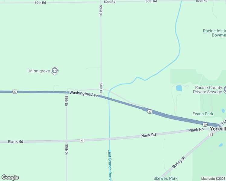 map of restaurants, bars, coffee shops, grocery stores, and more near 15414 Ives Grove Road in Union Grove