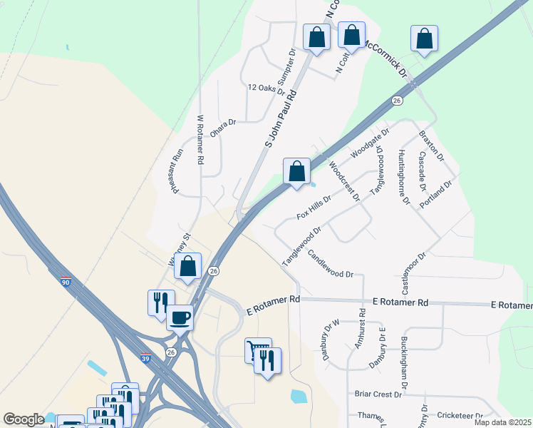 map of restaurants, bars, coffee shops, grocery stores, and more near 4332 Milton Avenue in Janesville