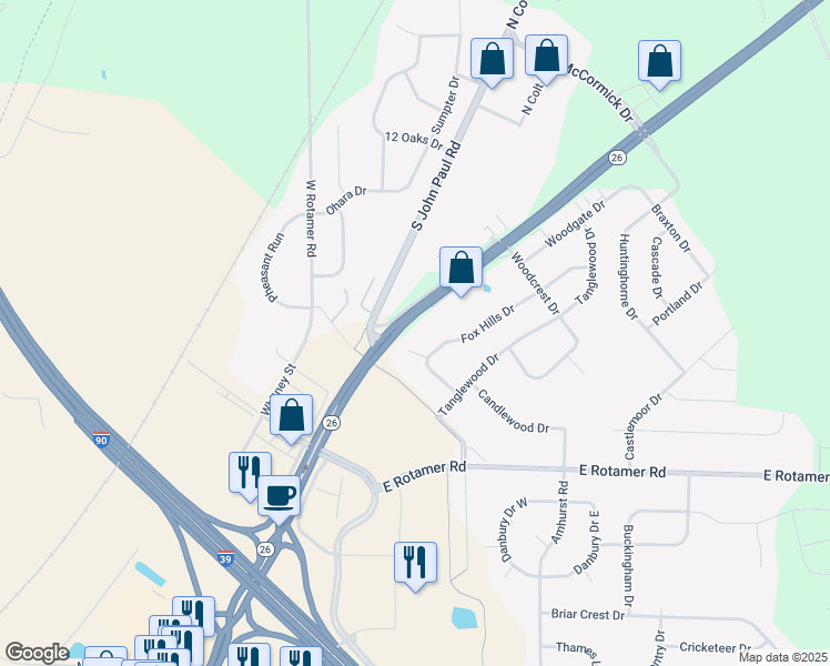 map of restaurants, bars, coffee shops, grocery stores, and more near 4332 Milton Avenue in Janesville
