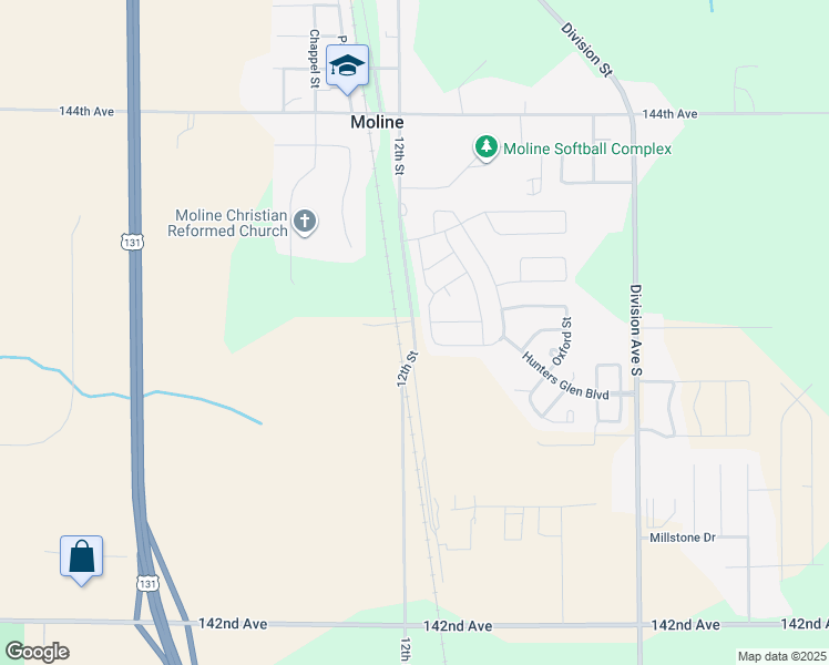 map of restaurants, bars, coffee shops, grocery stores, and more near 4377 12th Street in Wayland