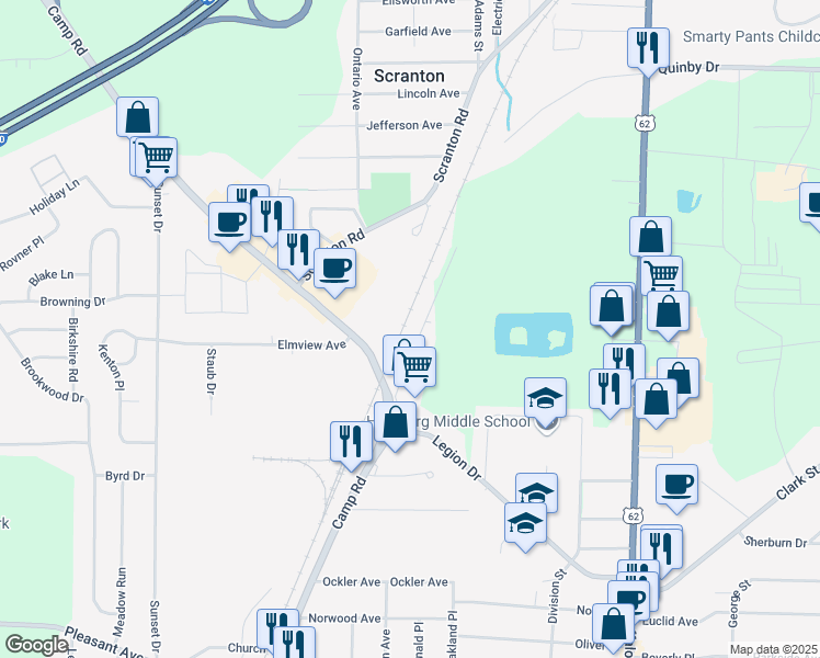 map of restaurants, bars, coffee shops, grocery stores, and more near 5650 Maelou Drive in Hamburg