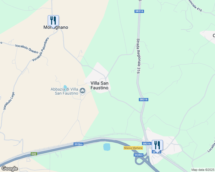 map of restaurants, bars, coffee shops, grocery stores, and more near 11 Frazione Villa San Faustino in Villa San Faustino