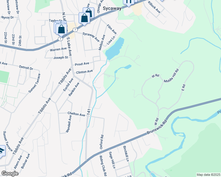 map of restaurants, bars, coffee shops, grocery stores, and more near 9 Broadview Terrace in Troy