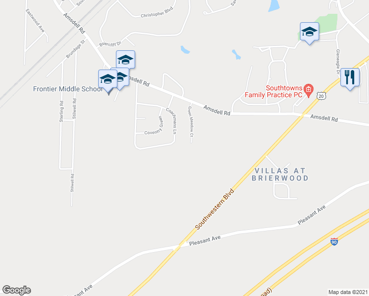 map of restaurants, bars, coffee shops, grocery stores, and more near 5670 Green Meadow Ct in Hamburg