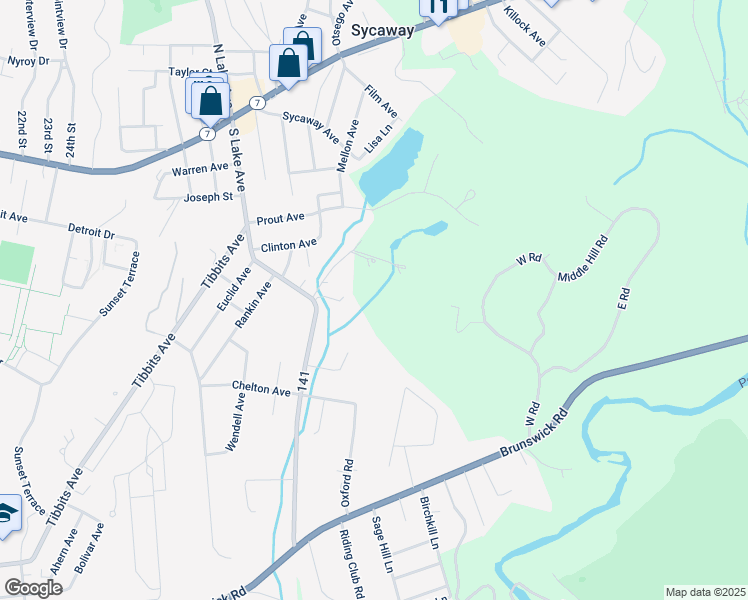 map of restaurants, bars, coffee shops, grocery stores, and more near 9 Broadview Terrace in Troy