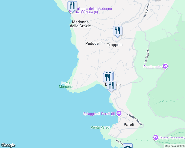 map of restaurants, bars, coffee shops, grocery stores, and more near 29 Località Trappola in Provincia di Livorno