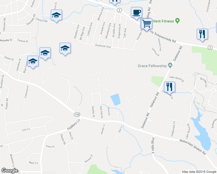 map of restaurants, bars, coffee shops, grocery stores, and more near 4 Richelle Court in Latham