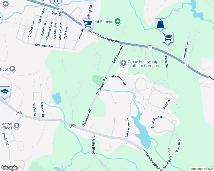 map of restaurants, bars, coffee shops, grocery stores, and more near 40 Delatour Road in Watervliet
