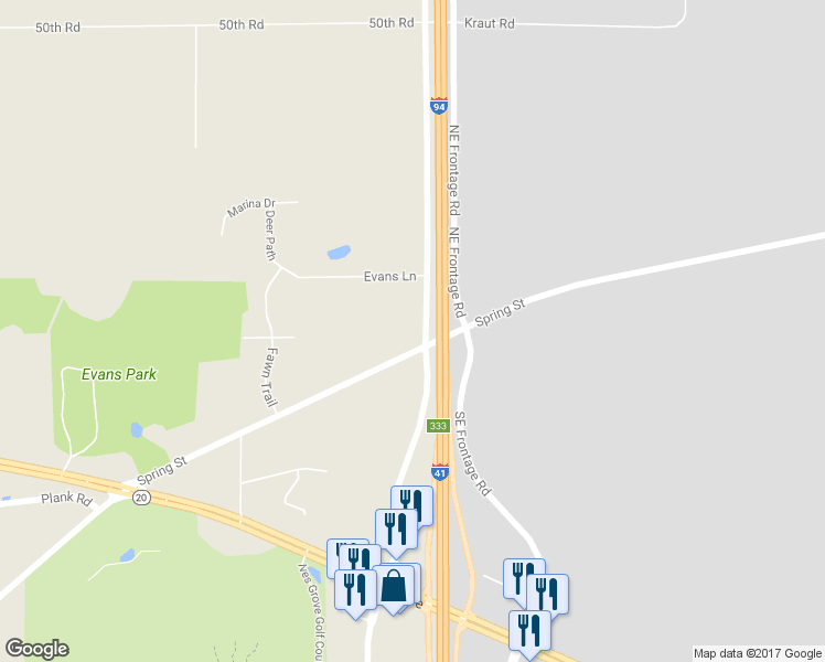 map of restaurants, bars, coffee shops, grocery stores, and more near 6 North Sylvania Avenue in Sturtevant