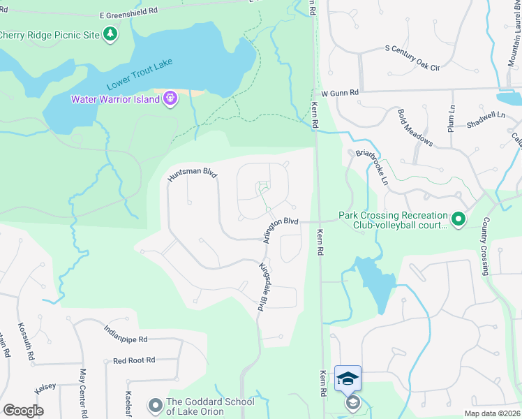 map of restaurants, bars, coffee shops, grocery stores, and more near 1293 Lark Street in Orion charter Township